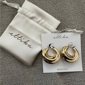 Ettika 18k Gold Plated Twisted Hoop Earrings